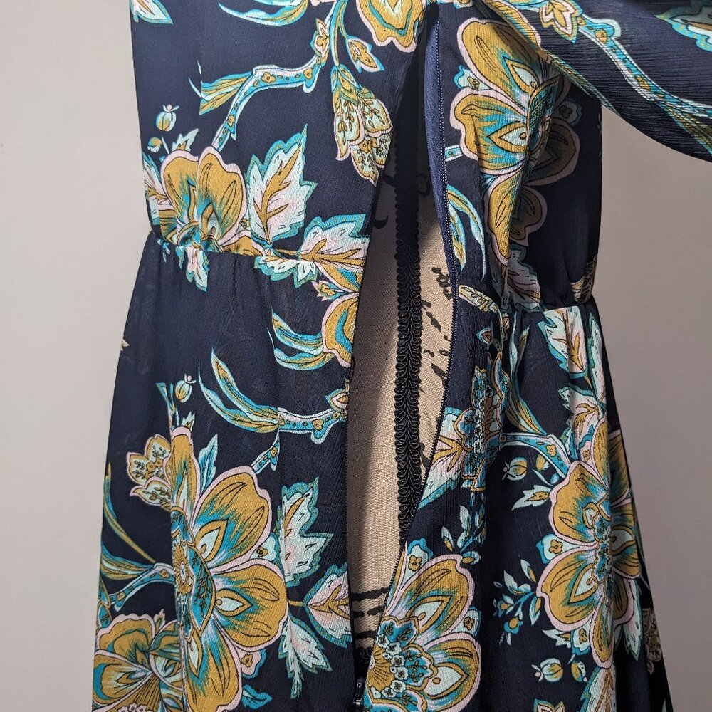 NWT J. Crew Womens Navy Blue Long Sleeve Tiered Hem Floral Dress Size 14 - Picture 12 of 15